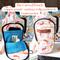 A water bottle bag is shown holding a 40 oz Owala with an unzipped curved pouch. Within the pouch is a main pocket, and two slip pockets. 
